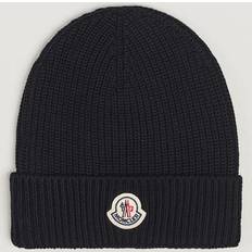 Moncler Unisex Pipot Moncler Black Embroidered Monogram Beanie - 999