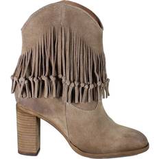 Diba True True True Sky Western Fringe Round Toe Boots - Brown