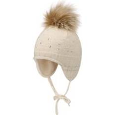 Maximo Fake Fur Pom Kids Beanie - Beige