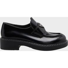 Leather Loafers Prada Chocolate Brushed Leather Loafers