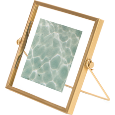 Photo Frames Modern Metal Floating Tabletop Picture w/ Glass Cover & Easel Stand 4 x 4 6.0 H x 6.75 W x 0.5 D in Metal Photo Frame