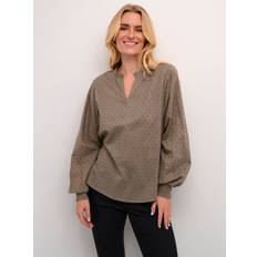 XXL Blouses Kaffe Lydia Notch Neck Top - Brown