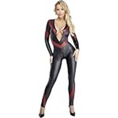 Orion Wetlook Catsuit - Schwarz/Rot