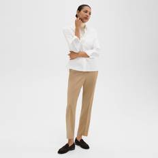 Flannel - Woman Trousers & Shorts Theory Treeca Virgin Wool Flannel Cropped Pull-On Pants - New Camel