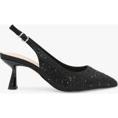 Paradox London Fiora Wide Fit Mid Kitten Heel Slingback Shoe - Black