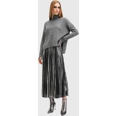 Silver - Women Dresses AllSaints Spark 2-In-1 Pleated Maxi Dress - Grey/Pewter