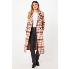 Clothing Dorothy Perkins Womens Pink Check Wool Look Midi Coat