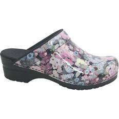 Dame - Rød Træsko Sanita Damen Offener Clog Original-Isalena Open Rose Print