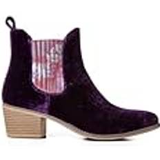 Dam - Lila Chelsea boots Joe Browns Blommig Insats Sammet Chelsea Stövlar - Lila