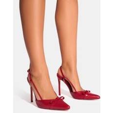 Skor Public Desire Red Bow Detail Sling Back Court Heels - Red