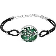 Green Bracelets C W Sellors Sterling Silver Malachite Cord Round Leaves Tree Of Life Bracelet