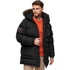 Man - Nepbont Jassen Superdry Lange Gewatteerde Everest Parka - Zwart Grootte