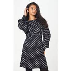 Polka Dots - Short Dresses Dorothy Perkins Tall Mono Spot Shirred Cuff Mini Dress - Womens