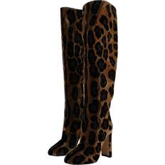 Dolce & Gabbana Botas altas Dolce & Gabbana Giraffe Velvet Leather Boots Brown