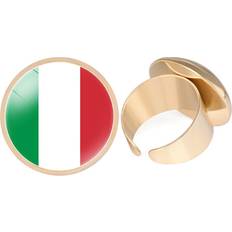 RYWOLT (Italy) Chic Gold Plated Adjustable Ring Featuring European Country Flags For All