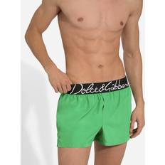 Dolce & Gabbana Man Badkleding Dolce & Gabbana Short Swim Trunks With Logo Man Beachwear Green