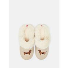 Joules Slippet Luxe Oatmeal Embroided Slippers - Tan