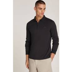 Clothing Calvin Klein Liquid Touch 1/4 Zip Long Sleeve Polo Shirt - Black Men