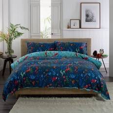 Deyongs Fox And Floral 200 Thread Count Cotton Rich Reversible Set - - Single Duvet Cover Multicolour, Turquoise