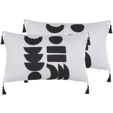 Poliestere Copricuscini Beliani Set of 2 Cushions Geometric Pattern 30 x 50 cm and Liriope Cushion Cover Black, White