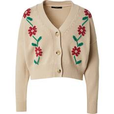 Beige Cardigans Women's Inlay-detail Cotton Cardigan - Beige