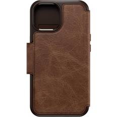 Mobile Phone Cases OtterBox iPhone 15 (Only) Strada Folio Series Case ESPRESSO (Brown) card holder, snaps to MagSafe, genuine leather, pocket-friendly, folio case