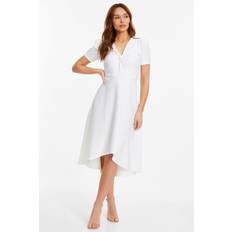 Long Sleeves - Midi Dresses Quiz White Dip Hem Midi Dress - Women