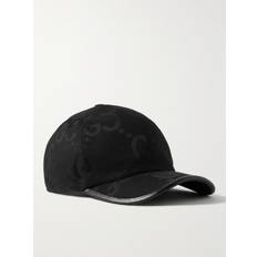 Gucci Herre Hodeplagg Gucci Leather-Trimmed Monogrammed Canvas Baseball Cap - Men - Black