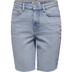 Blåa - Dam - Jeansshorts Only Onlemily Hw Long DNM Shorts - Blå