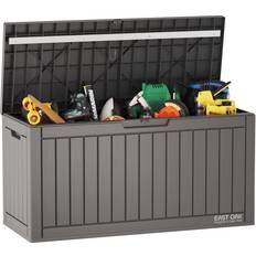 East Oak 60 Gallon Deck Box with Padlock Resin - Grey