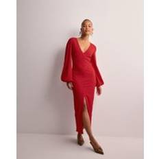 Nelly Röda Klänningar Nelly Buttoned Structure Dress - Röd