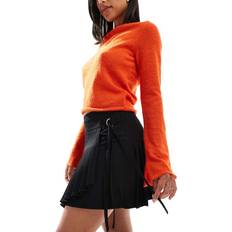 XS Skirts Stradivarius Pleated Mini Skirt with Tie - Black