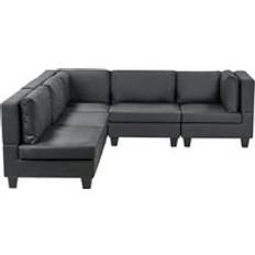 Corner Sofas Beliani Modern Modular 5 Seater Right Corner Upholstered Faux Leather Black Legs Cushioned Backrest Sofa