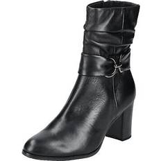 Caprice Stiefel & Boots Caprice Stiefelette Leder Zierriegel Metall Gerafft 9-25328-41 Schwarz