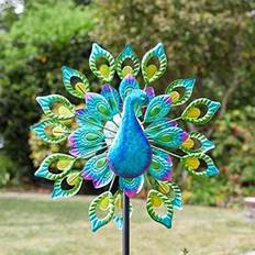 B&Q Garden & Outdoor Environment B&Q Solar Powered Led Peacock Garden Wind Spinner Decoration - One Size