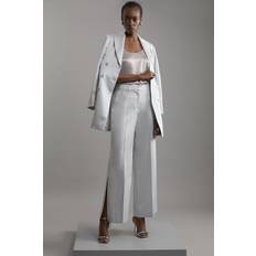 Suit Trousers Karen Millen Structured Viscose Satin Trousers - Silver