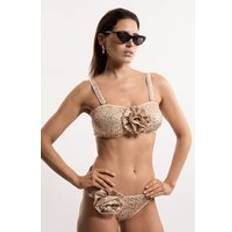 Gold Bikini Tops Karen Millen Sequin Cut Out Rosette Bikini Top - Gold