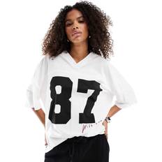 Stradivarius Oversize Football Number T-shirt White