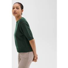 Theory Women T-shirts Theory Cashmere Cropped Short-Sleeve T-Shirt - Hunter Green