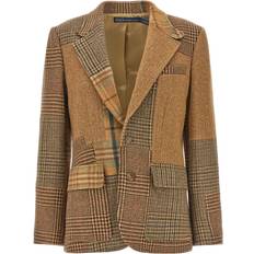 Femme Costumes Patchwork Single-Breasted Blazer Blazer and Suits - Marrone