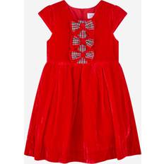 Long Sleeves Dresses Rachel Riley Tartan Bow Velvet Dress - Red