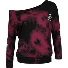 Multicolor Tops Tie Dye Long-sleeved Shirt - Black/Dark Red