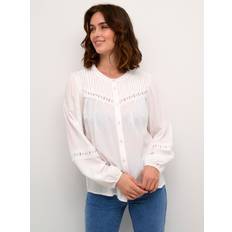 XXL Blouses Kaffe Freya Lace Detail Shirt - Chalk