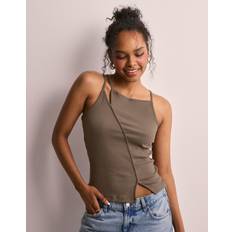 Bruna Linnen Pieces Pckuja Tank Top - Brun