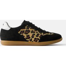 Mint Velvet Black Suede Textured Leopard Print Trainers - Natural