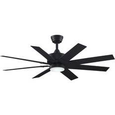 Lighting Fanimation Levon Custom 52-in Black LED Indoor/Outdoor Smart Fan with Kit FPD7912BBL-52BL-LK Ceiling Flush Light