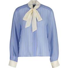 Gant Dame Bluser Gant Reg Striped Contrast Bow Blouse - Clear Sky