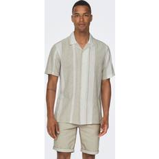 Men - Multicoloured Shirts Only & Sons Onscaiden Shirt Beige Stripe