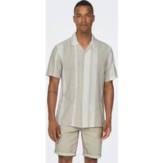 Beige - Mies Paidat Only & Sons Paita OnsCaiden SS Stripe Linen Resort Beige