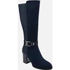 Blue High Boots Lotus Elsa Heeled Knee-High Boots - Navy